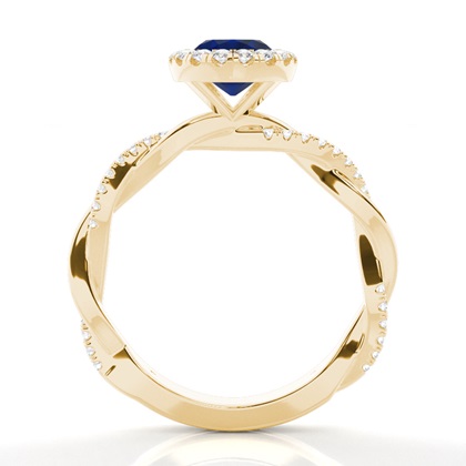 Blauer Saphir-Halo-Verlobungsring Mit Lünette In Fassung