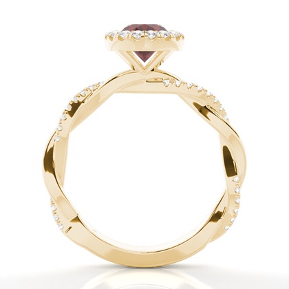 Lünette Fassung Granat Halo Verlobungsring