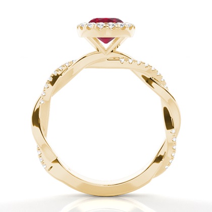 Lünette Fassung Rubin Halo Verlobungsring