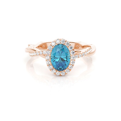 Bezel Setting Topaz Halo Engagement Ring