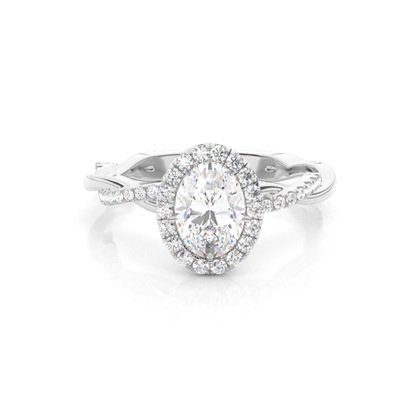Oval Twisted Diamond Engagement Rings