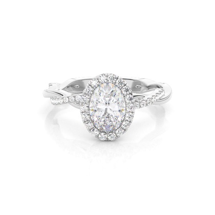 Oval Twisted Diamond Engagement Rings