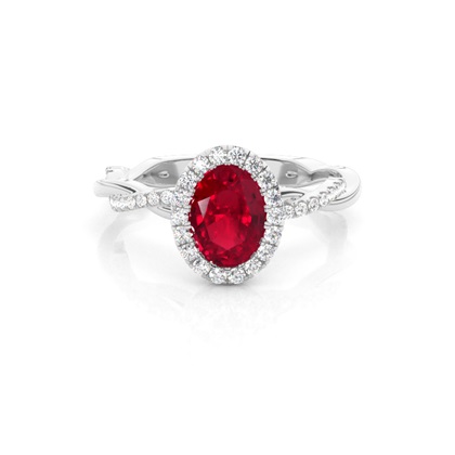 Bezel Setting Ruby Halo Engagement Ring