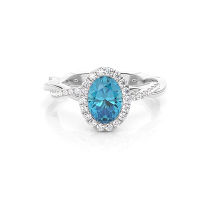 Bezel Setting Topaz Halo Engagement Ring