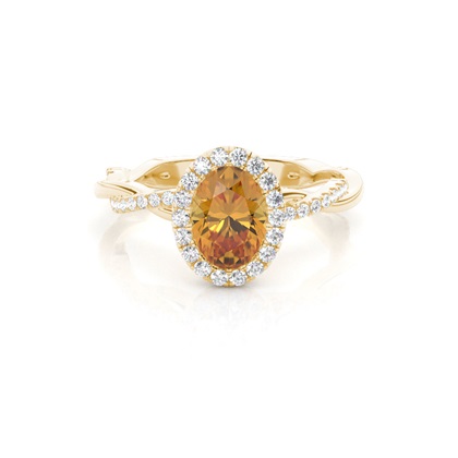 Bezel Setting Citrine Halo Engagement Ring