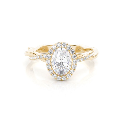 Bezel Set Diamond Halo Engagement Ring