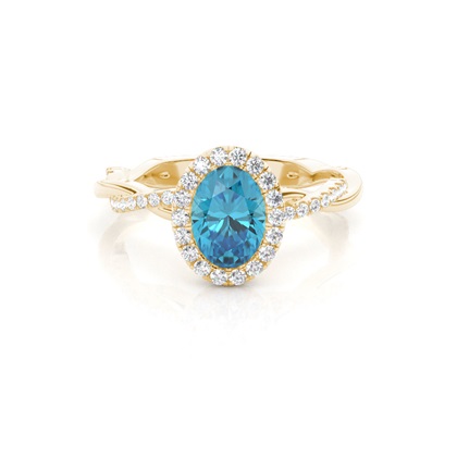 Bezel Setting Topaz Halo Engagement Ring