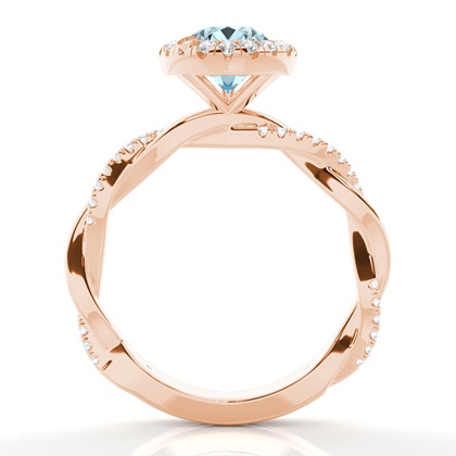 Aquamarin-Halo-Verlobungsring In Zargenfassung