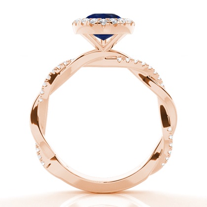 Blauer Saphir-Halo-Verlobungsring Mit Lünette In Fassung
