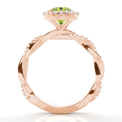 Lünette Fassung Peridot Halo Verlobungsring