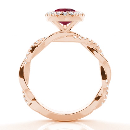 Lünette Fassung Rubin Halo Verlobungsring