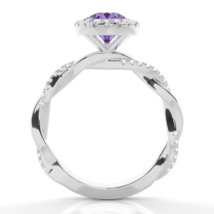 Lünette Fassung Amethyst Halo Verlobungsring