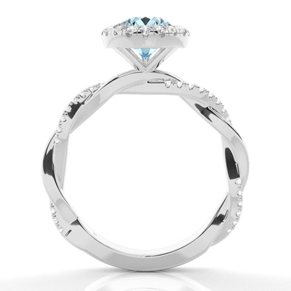 Aquamarin-Halo-Verlobungsring In Zargenfassung