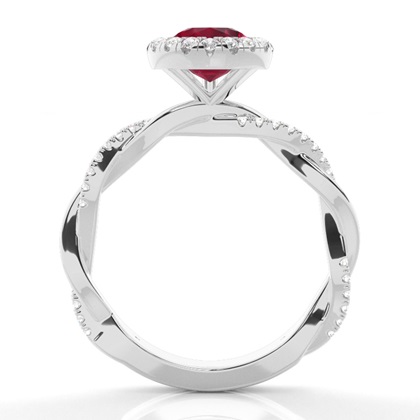 Lünette Fassung Rubin Halo Verlobungsring