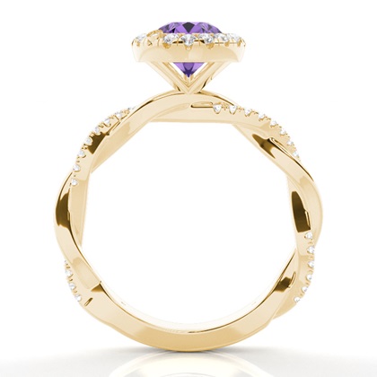 Lünette Fassung Amethyst Halo Verlobungsring
