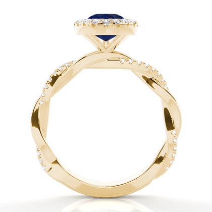 Blauer Saphir-Halo-Verlobungsring Mit Lünette In Fassung