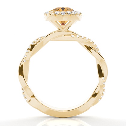 Lünette Fassung Citrin Halo Verlobungsring