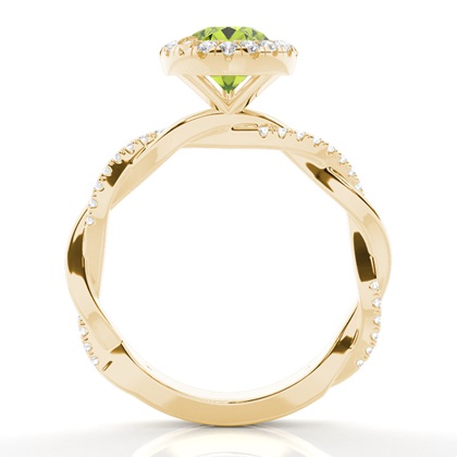 Lünette Fassung Peridot Halo Verlobungsring