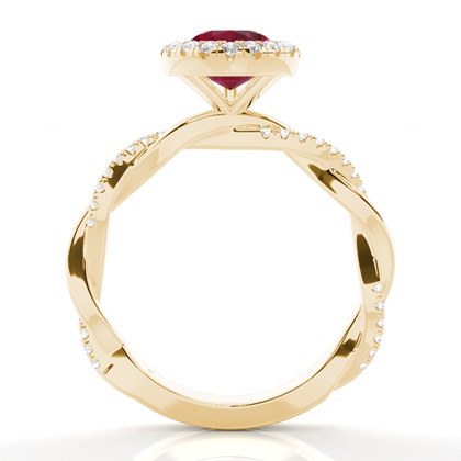 Lünette Fassung Rubin Halo Verlobungsring