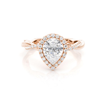 Bezel Set Diamond Halo Engagement Ring