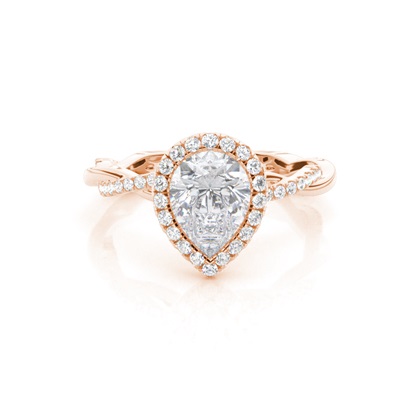 Bezel Set Moissanite Halo Engagement Ring