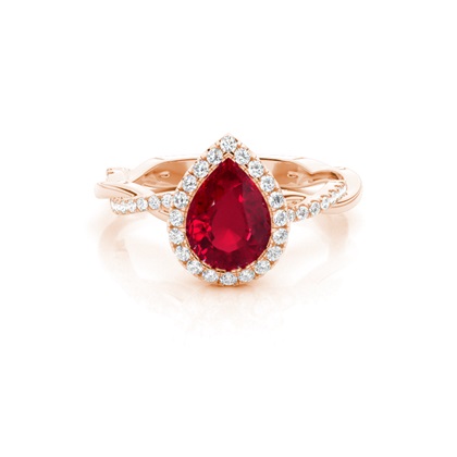 Bezel Setting Ruby Halo Engagement Ring