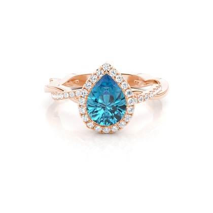 Bezel Setting Topaz Halo Engagement Ring