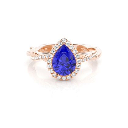 Bezel Setting Tanzanite Halo Engagement Ring