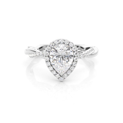 Pear Twisted Diamond Engagement Rings