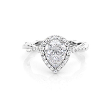 Bezel Set Moissanite Halo Engagement Ring