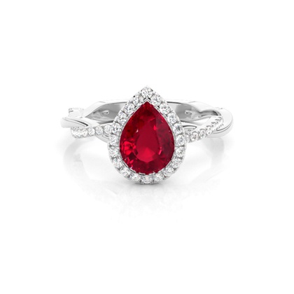 Bezel Setting Ruby Halo Engagement Ring