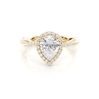 Bezel Set Diamond Halo Engagement Ring