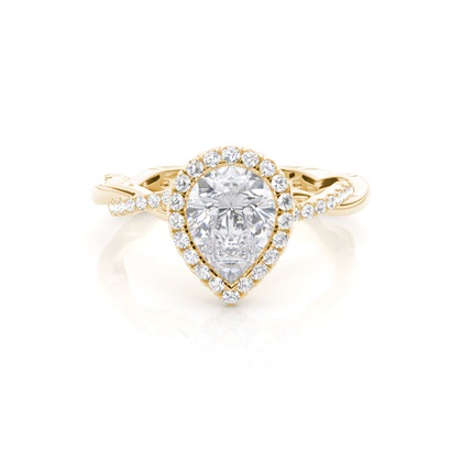Bezel Set Moissanite Halo Engagement Ring