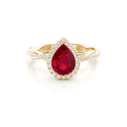 Bezel Setting Ruby Halo Engagement Ring