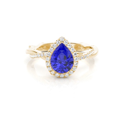 Bezel Setting Tanzanite Halo Engagement Ring