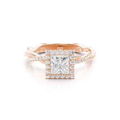 Bezel Set Diamond Halo Engagement Ring