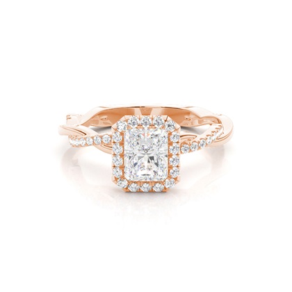 Radiant Rose Gold Twisted Diamond Engagement Rings