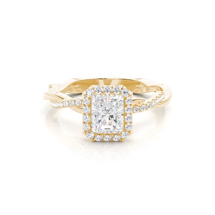 Radiant Yellow Gold Twisted Diamond Engagement Rings