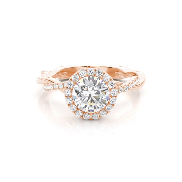 Bezel Set Diamond Halo Engagement Ring