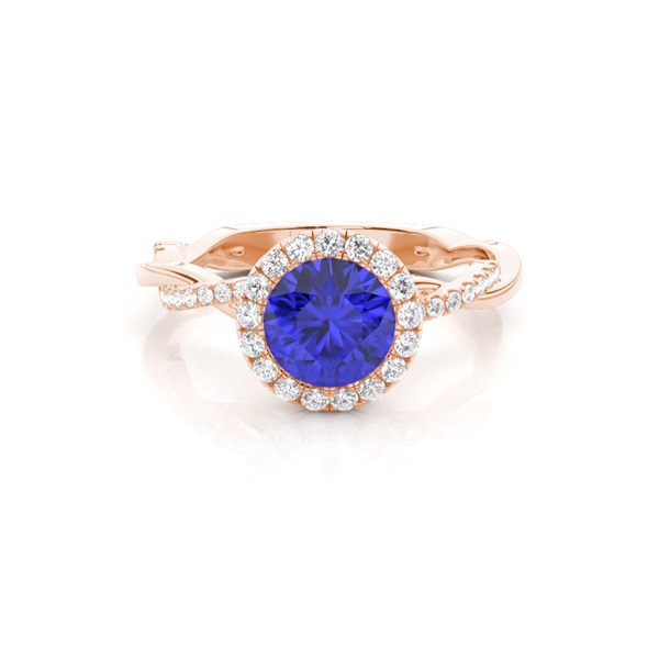 Bezel Setting Tanzanite Halo Engagement Ring