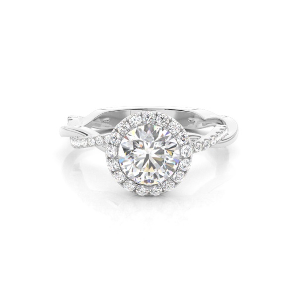 Bezel Set Diamond Halo Engagement Ring