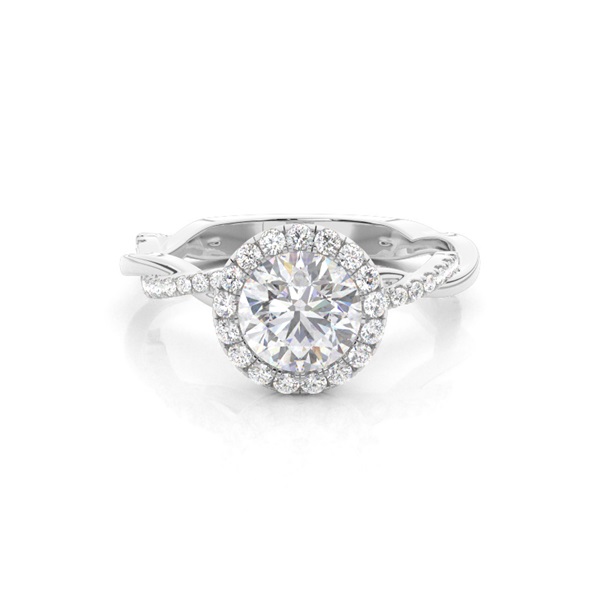 Bezel Set Moissanite Halo Engagement Ring