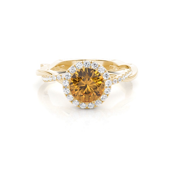 Bezel Setting Citrine Halo Engagement Ring