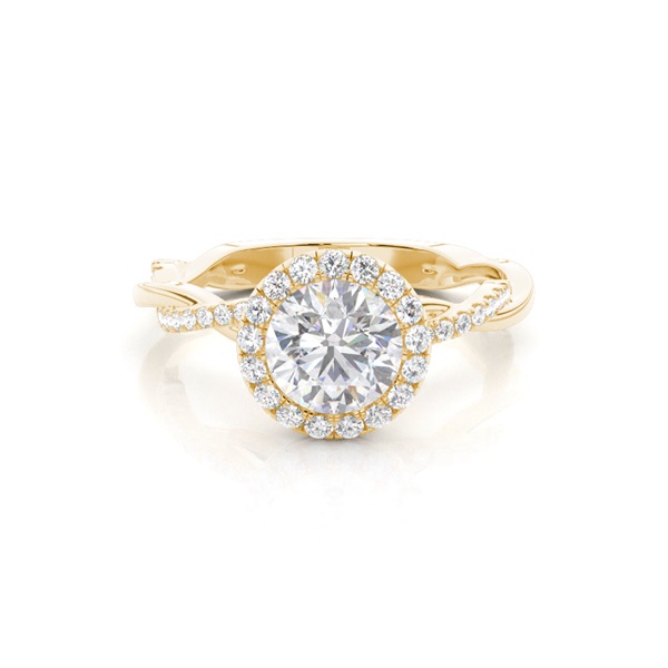 Bezel Set Moissanite Halo Engagement Ring