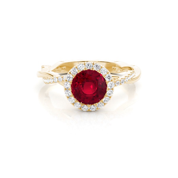 Bezel Setting Ruby Halo Engagement Ring