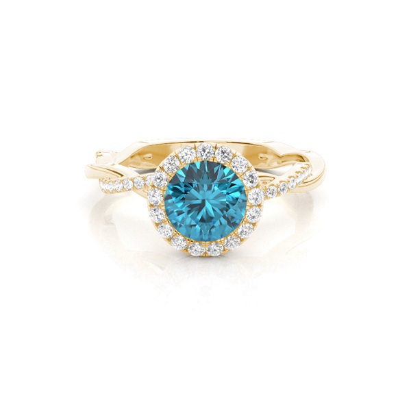 Bezel Setting Topaz Halo Engagement Ring