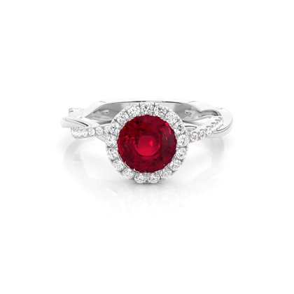 Bezel Setting Ruby Halo Engagement Ring