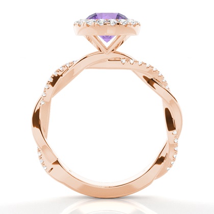 Lünette Fassung Amethyst Halo Verlobungsring