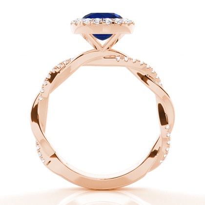 Blauer Saphir-Halo-Verlobungsring Mit Lünette In Fassung