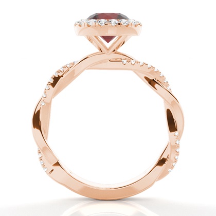 Lünette Fassung Granat Halo Verlobungsring